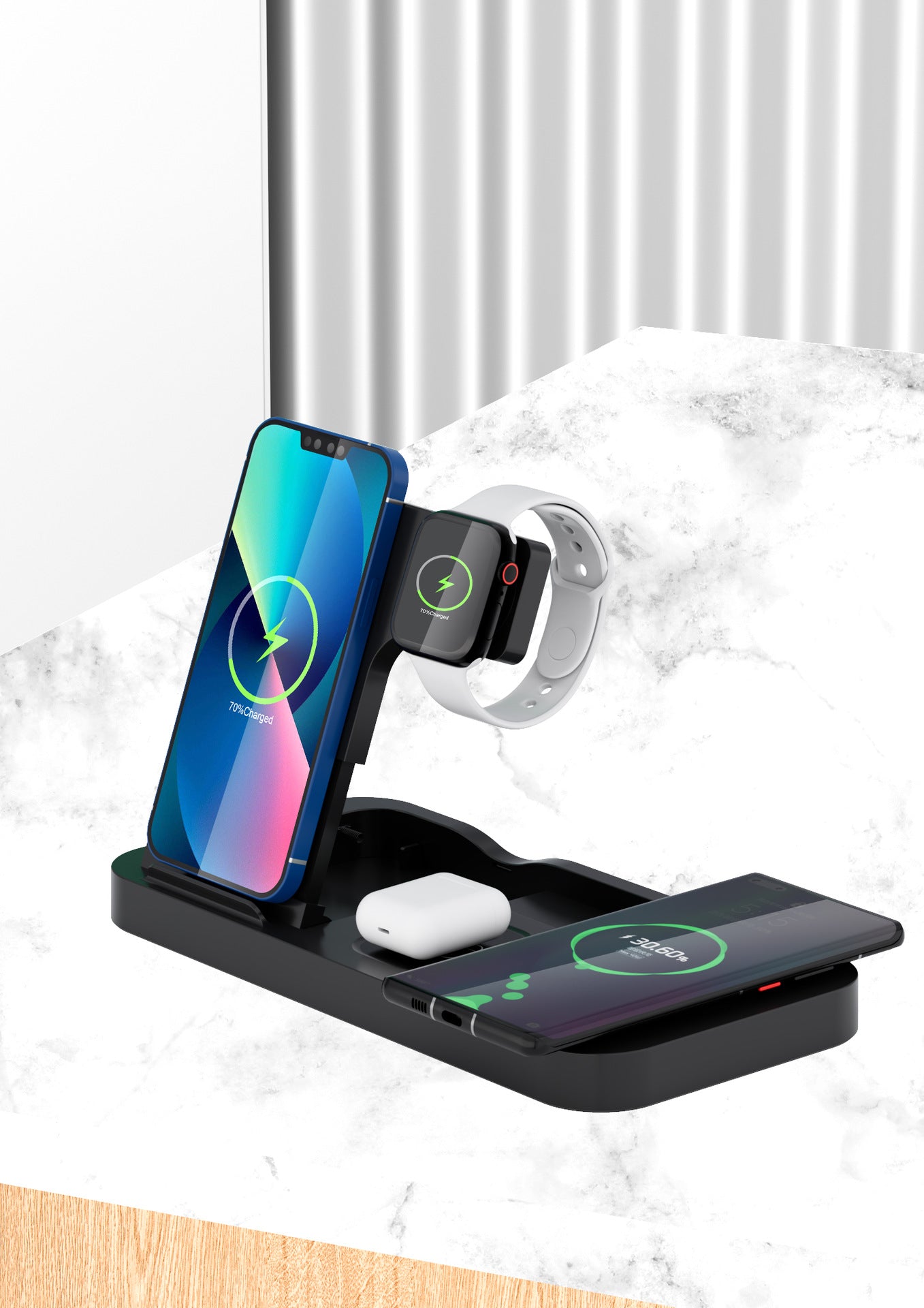 Creative Desktop Multifunctional Wireless Fast Charge Folding 4-in-1 Wireless Charger
