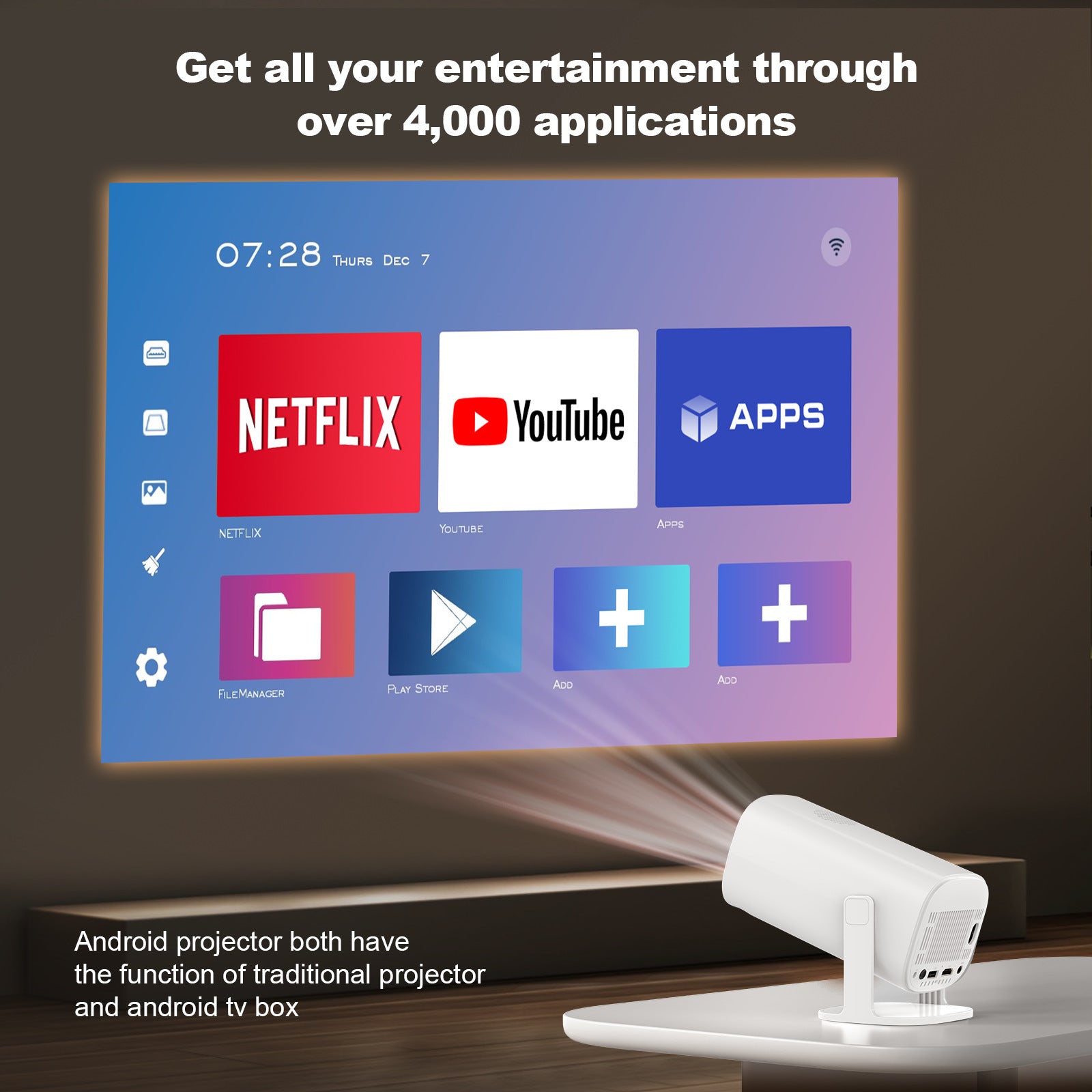 Projector P30 Mini Home 4K Dual WIFI Bluetooth Portable Projector