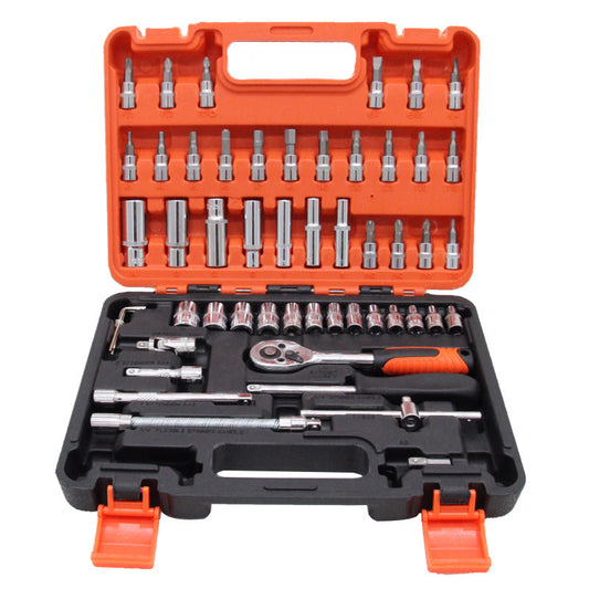 53-piece Combination Tool Suit Car Motorcycle Ratchet Wrench Bread Multifunctional Maintenance Family Wrench